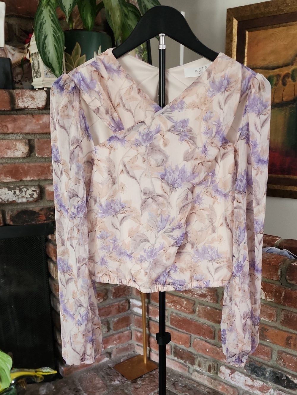 ASTR Romantic Pastel Floral Blouse Soft Girl Cottagecore Top